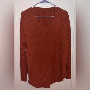 Rust V-Neck Sweater